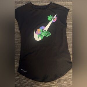 Nike Kids Dri Fit Black Palm Tee with Floral Graphic